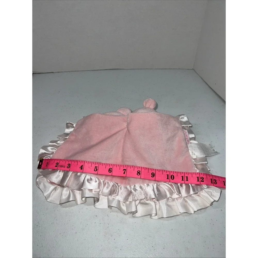 CARTERS Pink Bear Ring Rattle Baby‎ Lovey Security Blanket Satin Ruffle